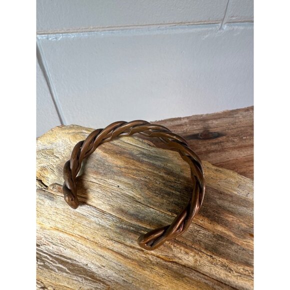 Solid Copper Cuff Bracelet Braided Twisted Rope Heavy Thick - Picture 3 of 8
